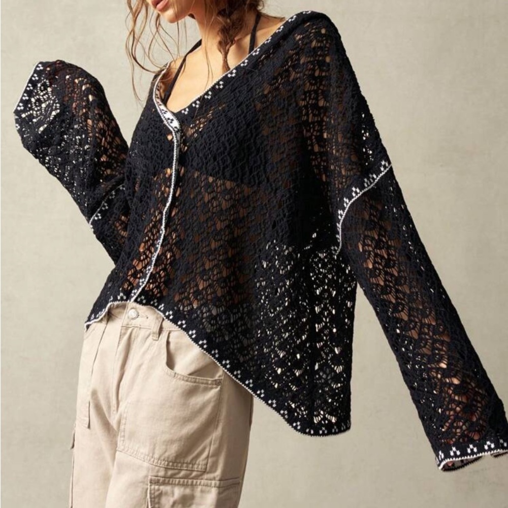 🌙SHEIN Black Crochet Pullover Sweater🌙